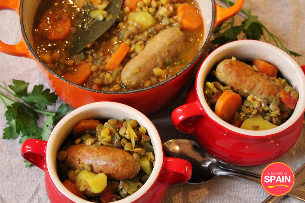 Lentils with chorizo stew